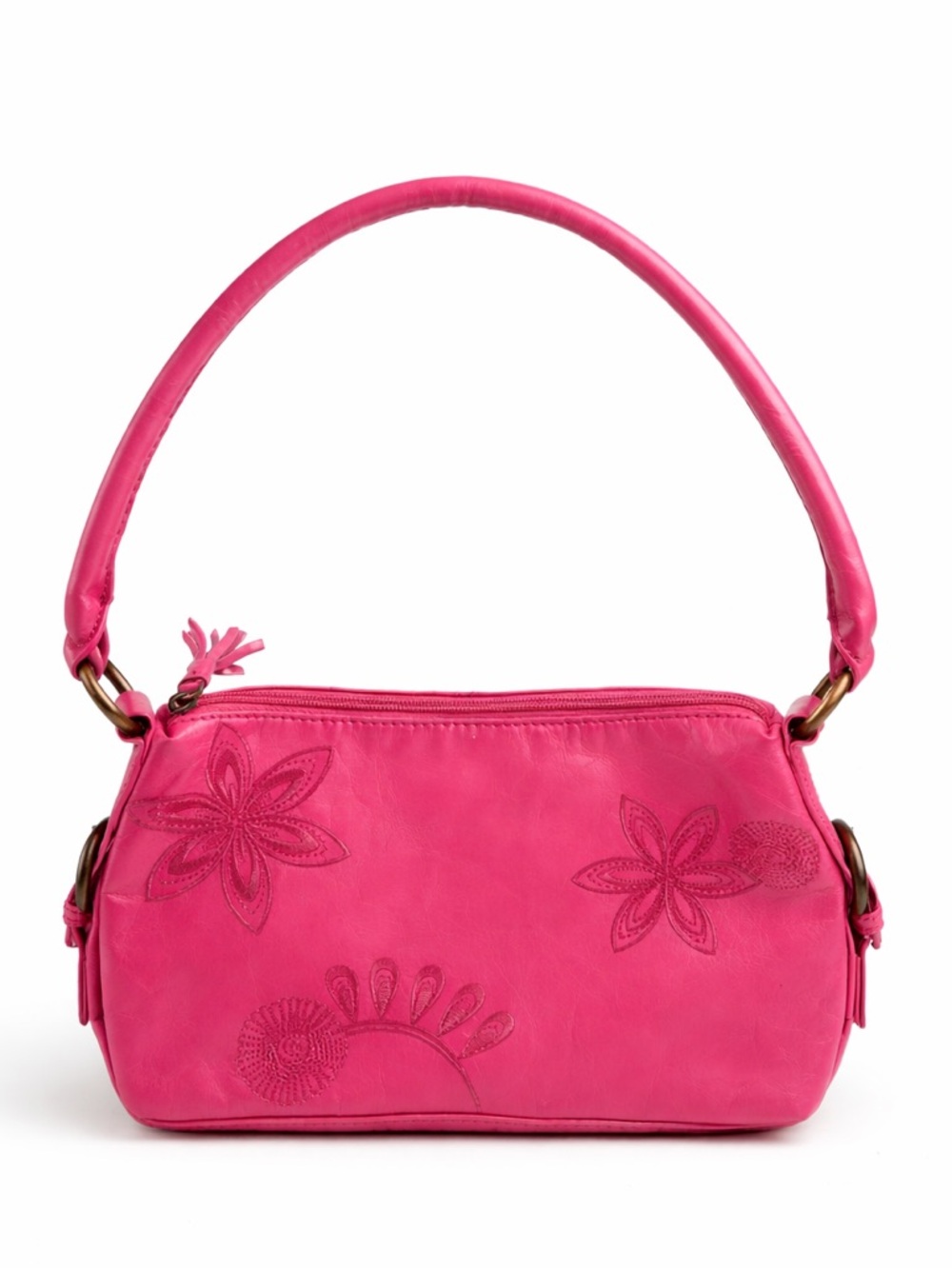 Laura Ashley Pink Vintage Chic Y2K Leather Floral-Embossed Shoulder Bag
